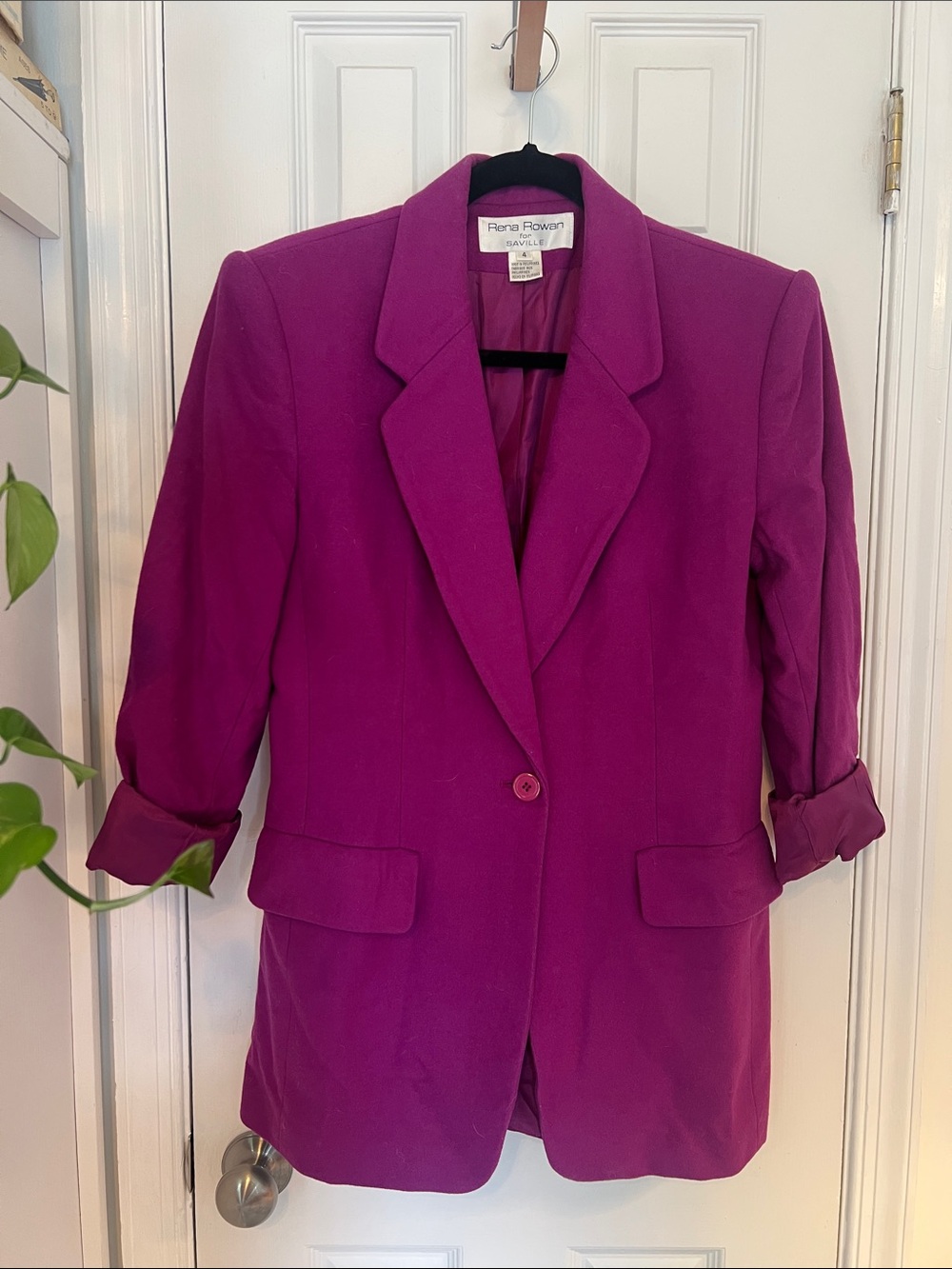 Rena Rowan Fuchsia Single-Button Blazer Jacket